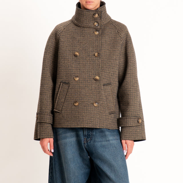 Zeroassoluto-Giacca pied de poule neoprene - moro/sand/nero