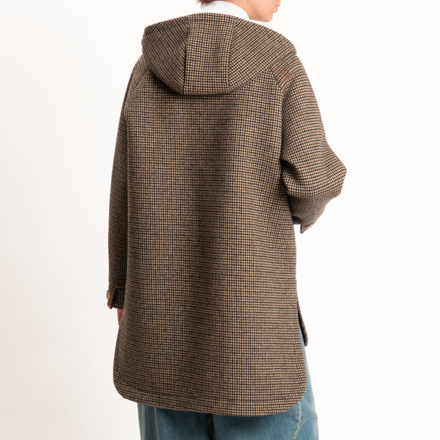 Zeroassoluto-Cappotto pied de poule neoprene - moro/sand/nero