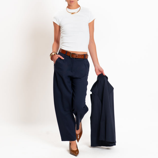 Zeroassoluto-Pantalone BECKY punto milano - blu