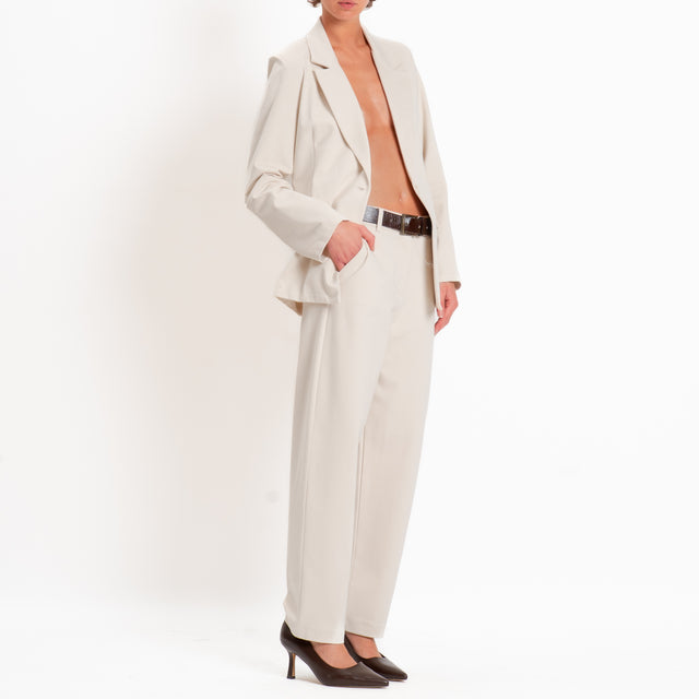 Zeroassoluto-Pantalone BECKY punto milano - gesso