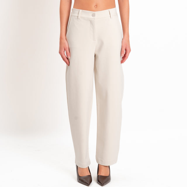 Zeroassoluto-Pantalone BECKY punto milano - gesso