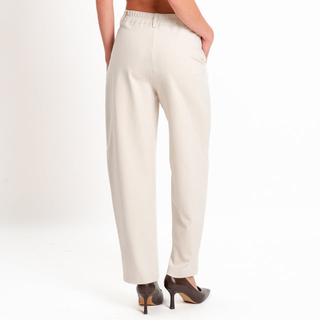 Zeroassoluto-Pantalone BECKY punto milano - gesso