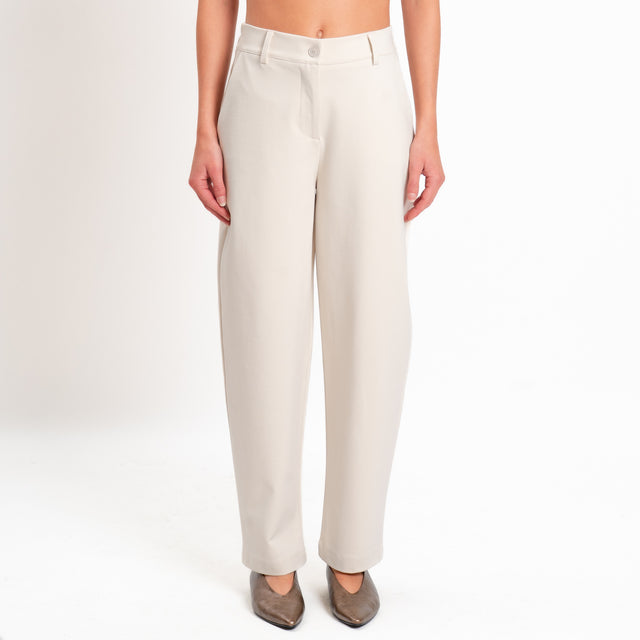Zeroassoluto-Pantalone BECKY punto milano - gesso