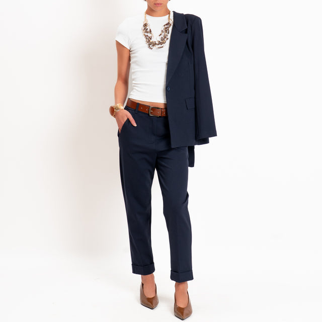 Zeroassoluto-Pantalone BETTY punto milano elastico dietro - blu