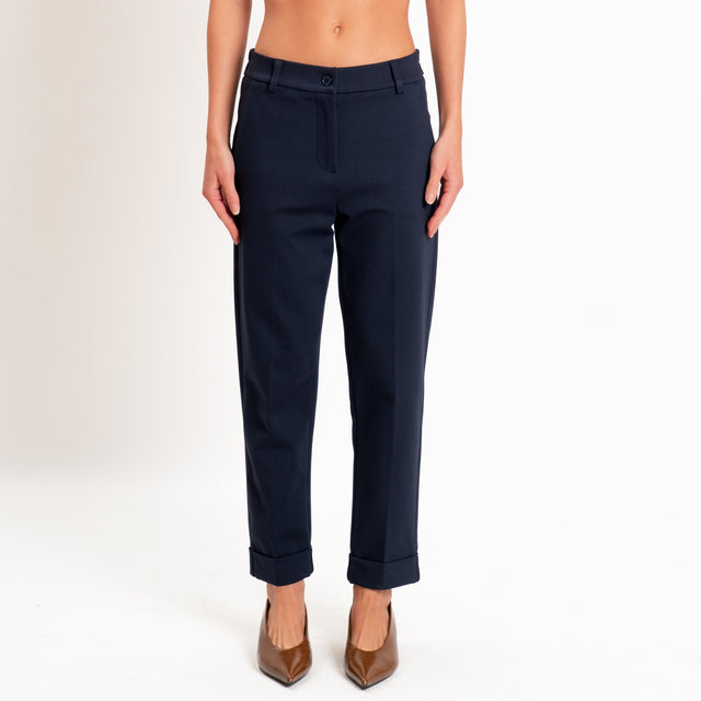 Zeroassoluto-Pantalone BETTY punto milano elastico dietro - blu