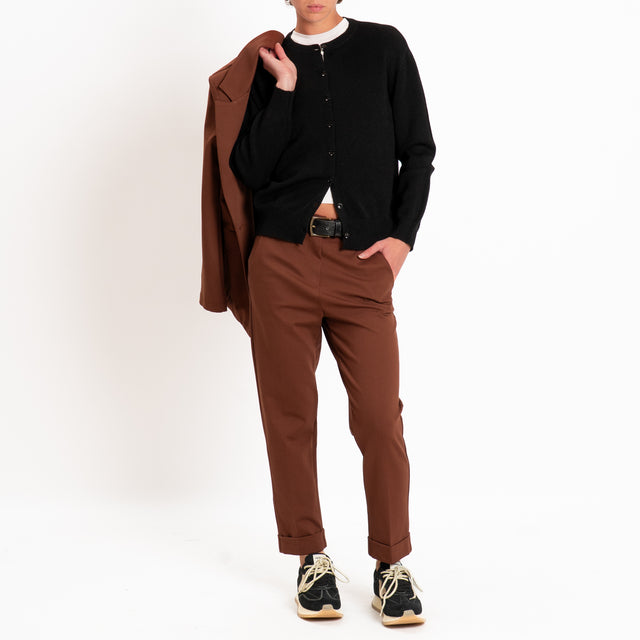 Zeroassoluto-Pantalone BETTY punto milano elastico dietro - choco