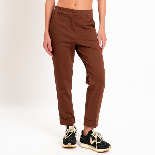 Zeroassoluto-Pantalone BETTY punto milano elastico dietro - choco
