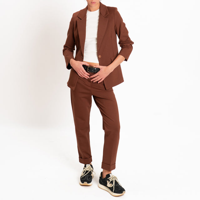 Zeroassoluto-Pantalone BETTY punto milano elastico dietro - choco