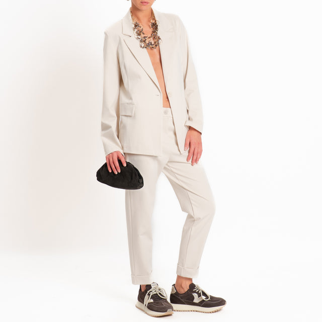 Zeroassoluto-Pantalone BETTY punto milano elastico dietro - gesso