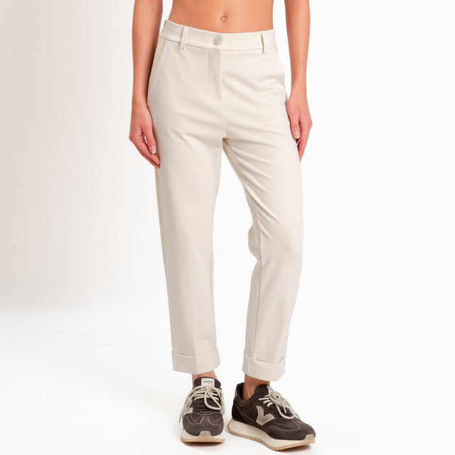 Zeroassoluto-Pantalone BETTY punto milano elastico dietro - gesso