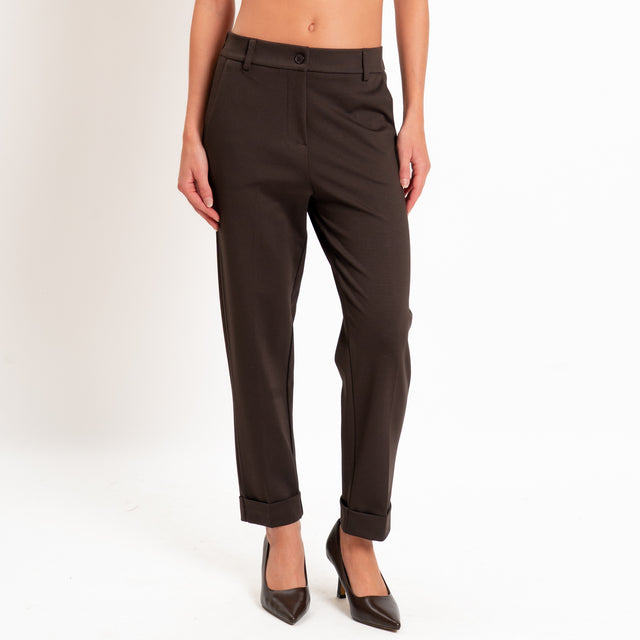 Zeroassoluto-Pantalone BETTY punto milano elastico dietro - moro
