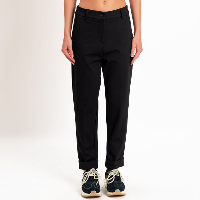 Zeroassoluto-Pantalone BETTY punto milano elastico dietro - nero