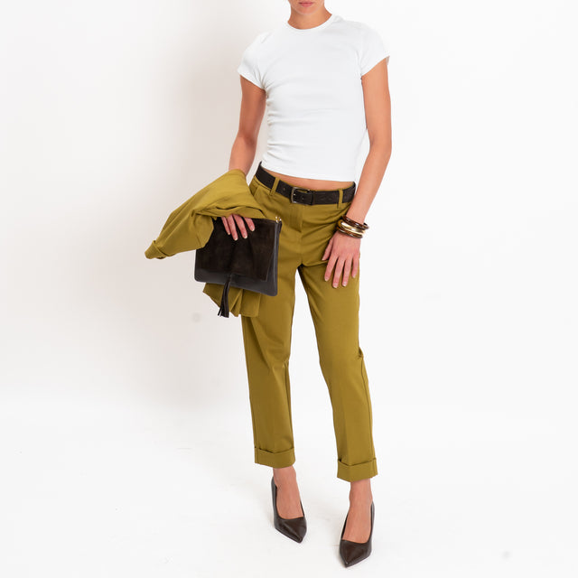 Zeroassoluto-Pantalone BETTY punto milano elastico dietro - olio