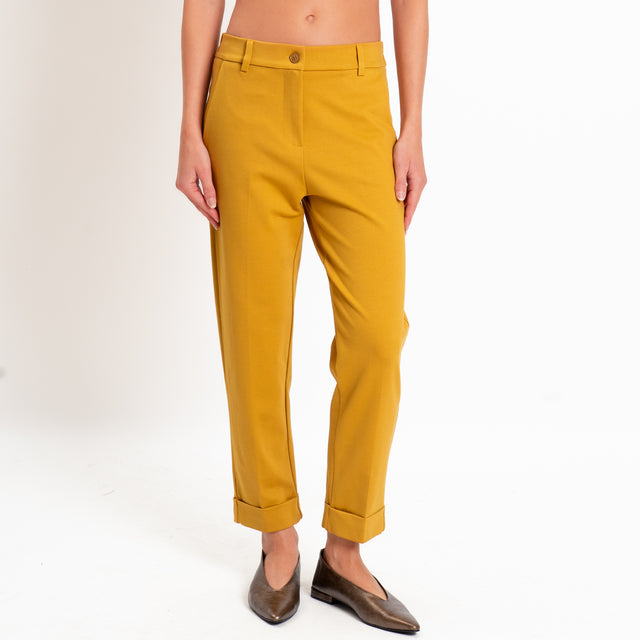 Zeroassoluto-Pantalone BETTY punto milano elastico dietro - Senape
