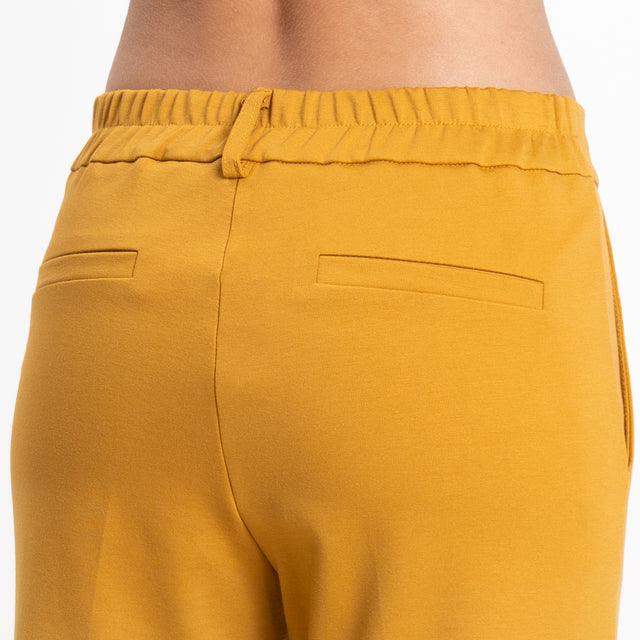 Zeroassoluto-Pantalone BETTY punto milano elastico dietro - Senape