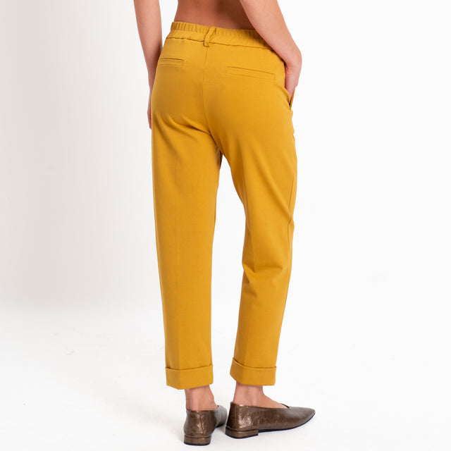 Zeroassoluto-Pantalone BETTY punto milano elastico dietro - Senape