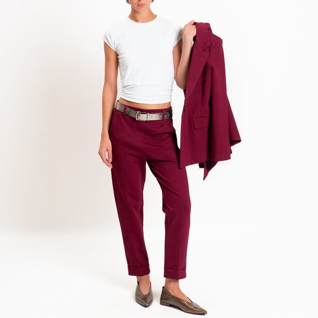 Zeroassoluto-Pantalone BETTY punto milano elastico dietro - vino