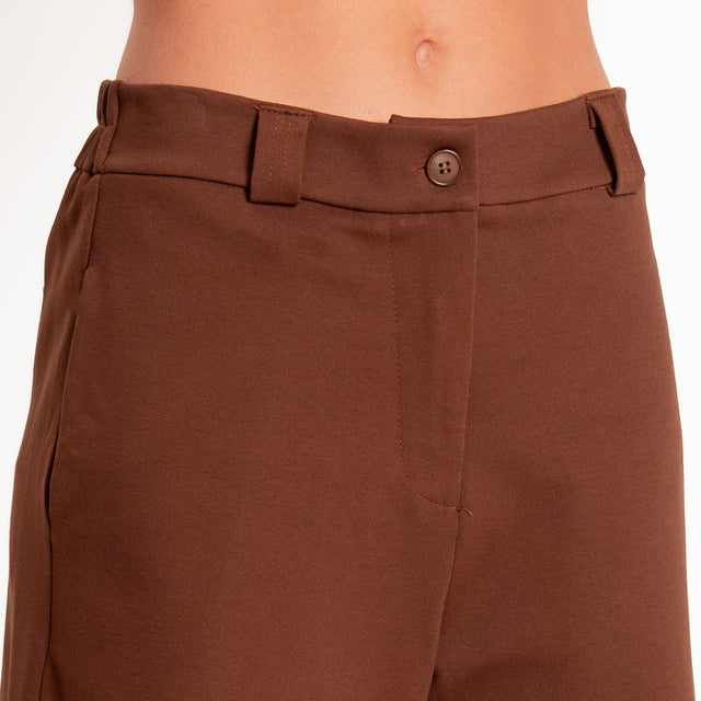 Zeroassoluto-Pantalone BLOOM wide leg punto milano - choco