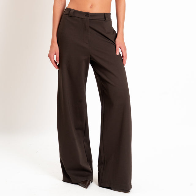Zeroassoluto-Pantalone BLOOM wide leg punto milano - moro