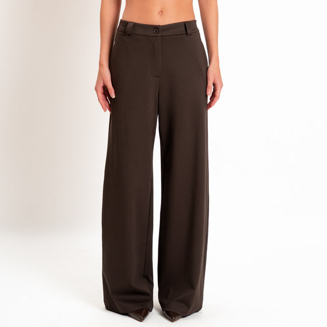 Zeroassoluto-Pantalone BLOOM wide leg punto milano - moro
