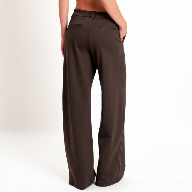 Zeroassoluto-Pantalone BLOOM wide leg punto milano - moro