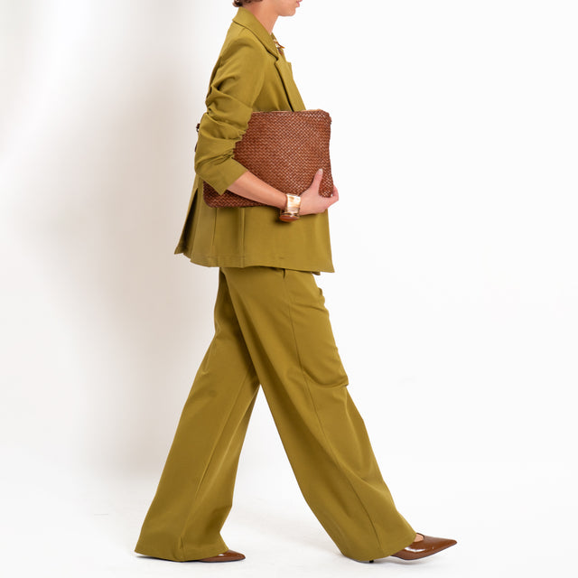 Zeroassoluto-Pantalone BLOOM wide leg punto milano - olio