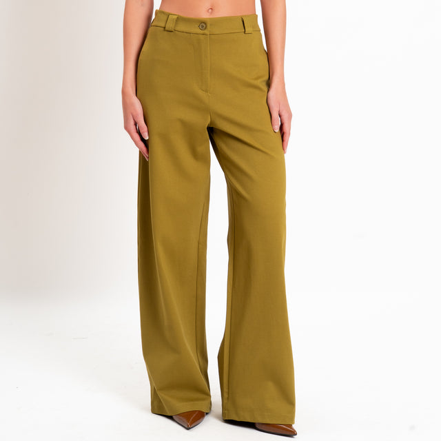 Zeroassoluto-Pantalone BLOOM wide leg punto milano - olio