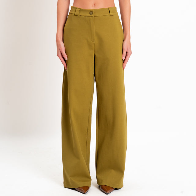 Zeroassoluto-Pantalone BLOOM wide leg punto milano - olio