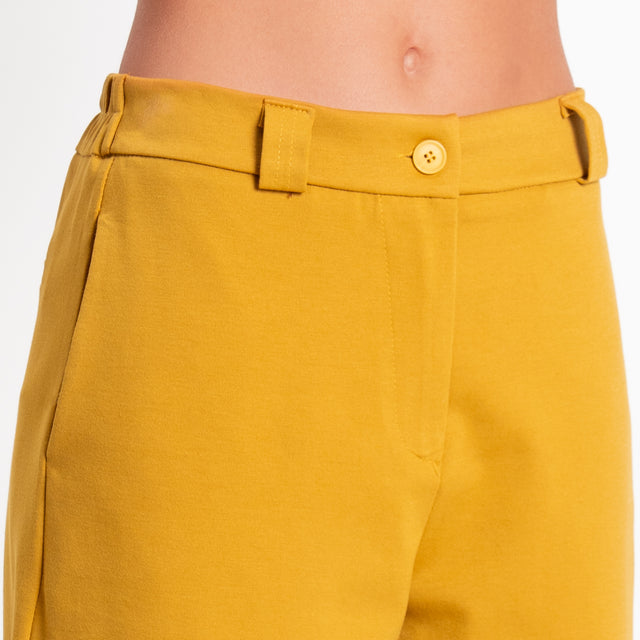 Zeroassoluto-Pantalone BLOOM wide leg punto milano - Senape