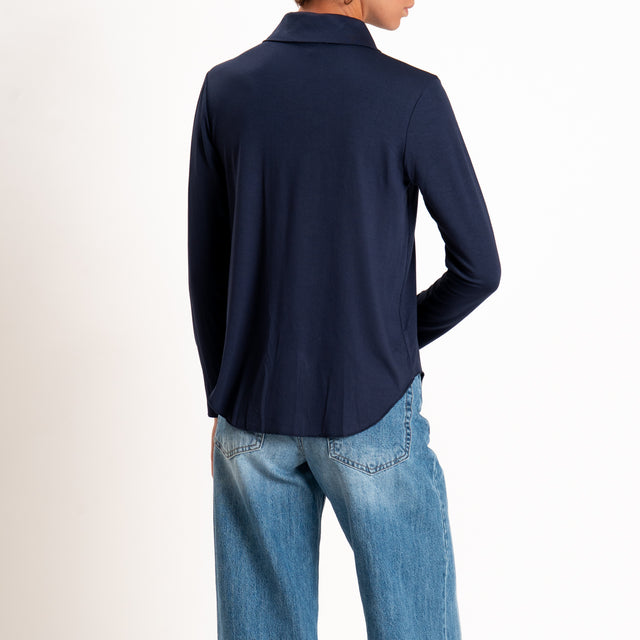 Zeroassoluto-Camicia CARLY in jersey elasticizzato - blu