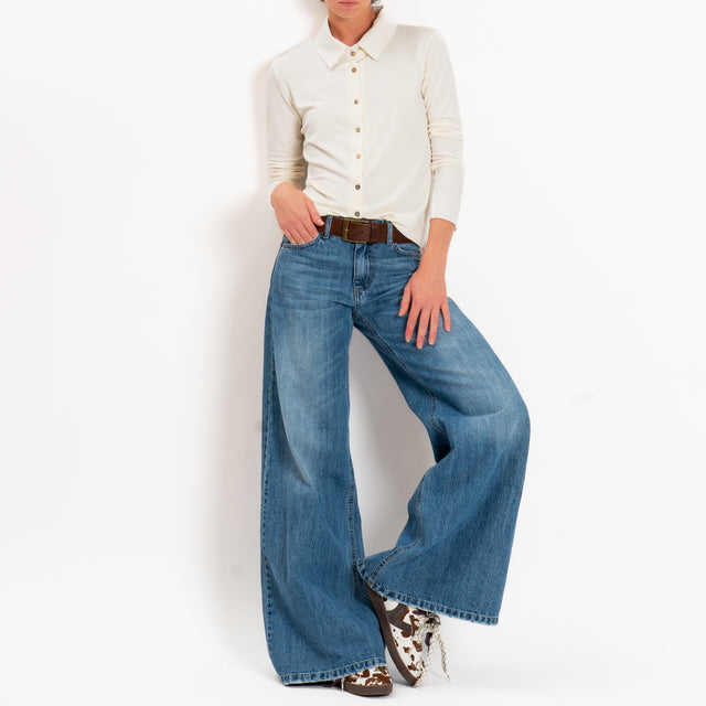 Zeroassoluto-Camicia CARLY in jersey elasticizzato - burro