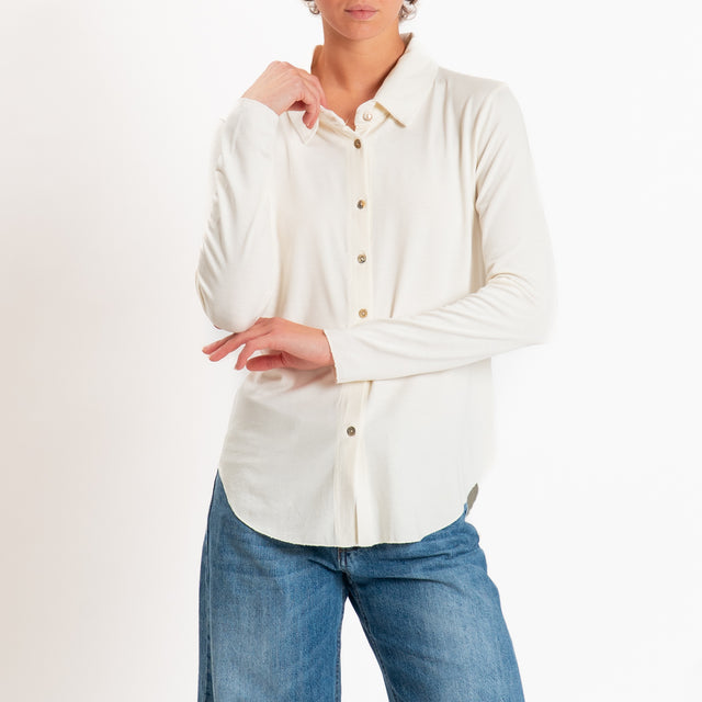 Zeroassoluto-Camicia CARLY in jersey elasticizzato - burro