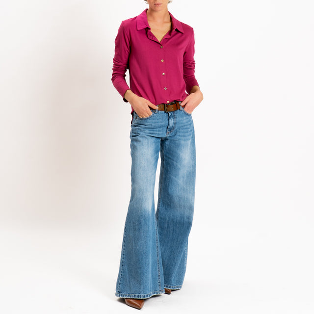 Zeroassoluto-Camicia CARLY in jersey elasticizzato - ciclamino