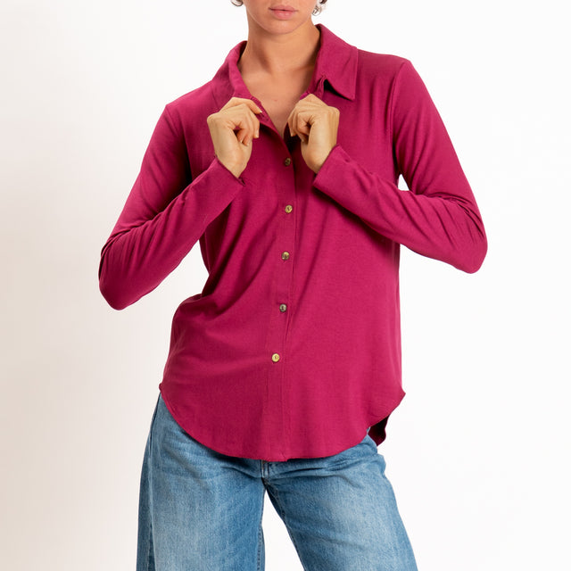 Zeroassoluto-Camicia CARLY in jersey elasticizzato - ciclamino