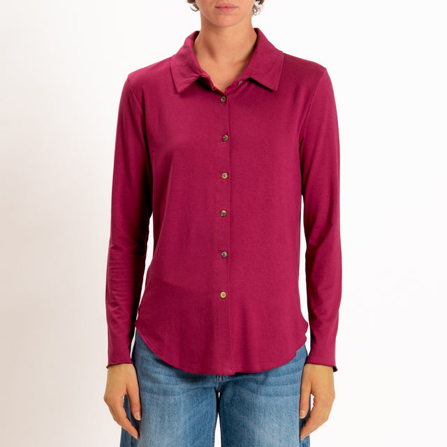 Zeroassoluto-Camicia CARLY in jersey elasticizzato - ciclamino