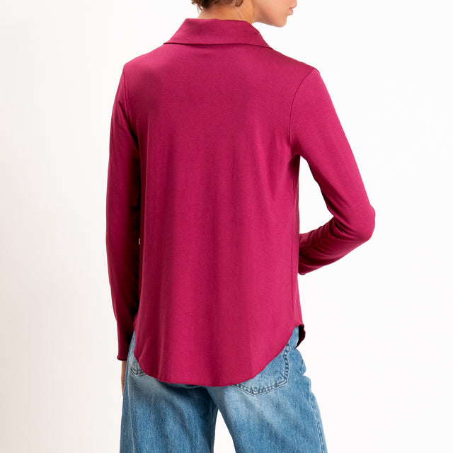 Zeroassoluto-Camicia CARLY in jersey elasticizzato - ciclamino