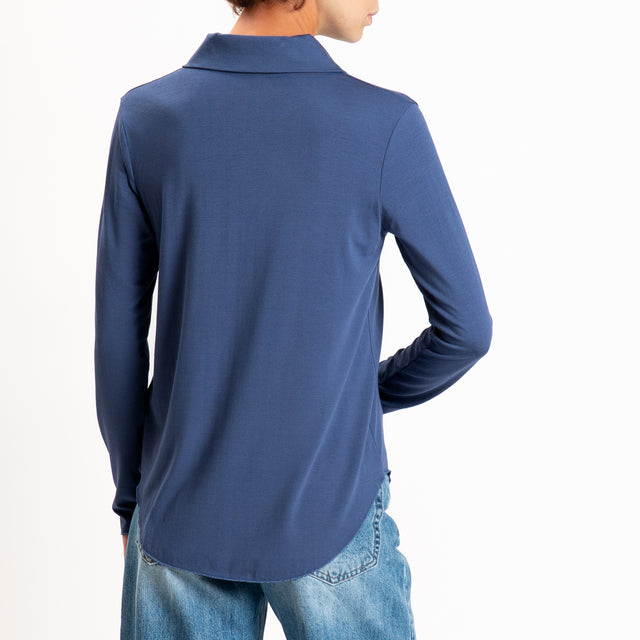 Zeroassoluto-Camicia CARLY in jersey elasticizzato - indaco