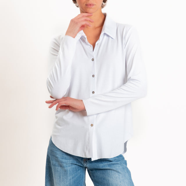 Zeroassoluto-Camicia CARLY in jersey elasticizzato - bianco