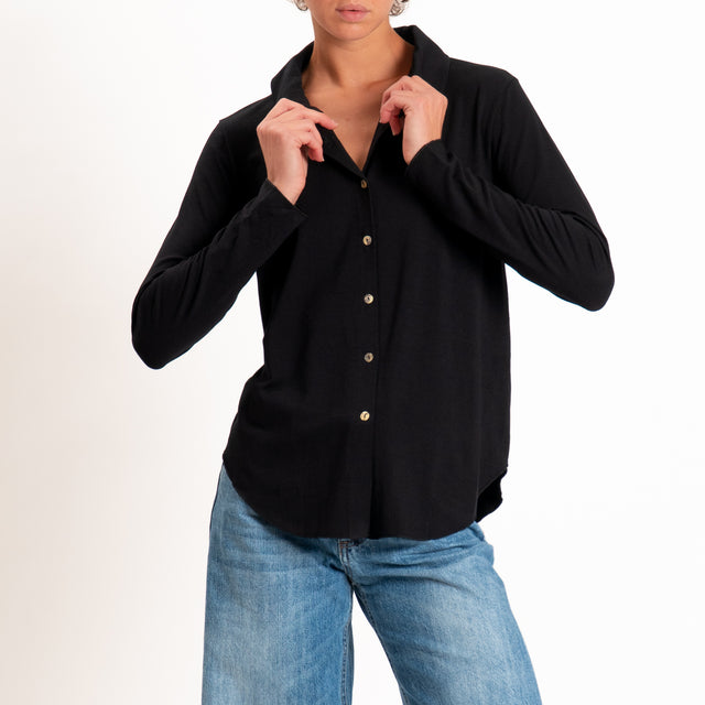Zeroassoluto-Camicia CARLY in jersey elasticizzato - nero