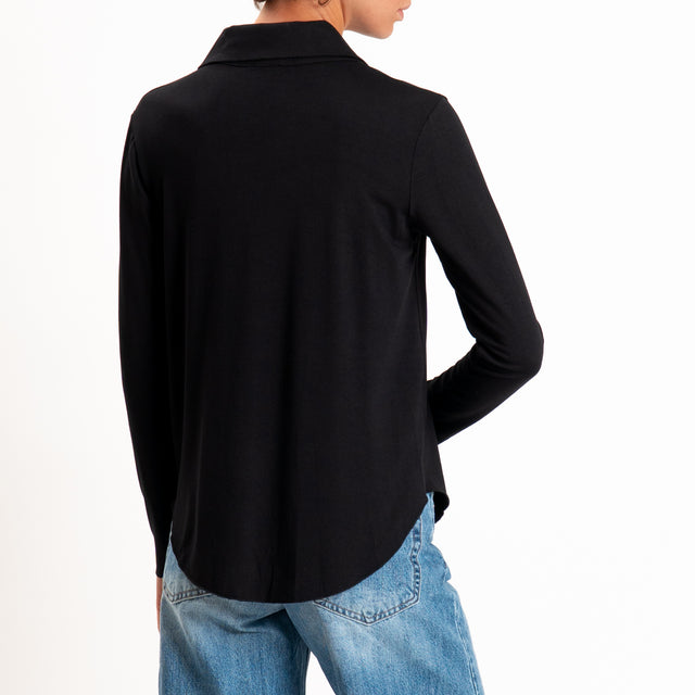 Zeroassoluto-Camicia CARLY in jersey elasticizzato - nero