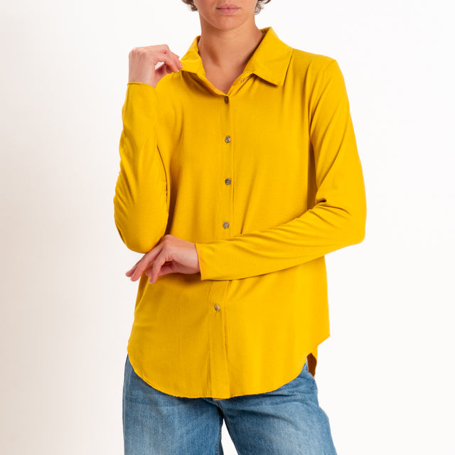 Zeroassoluto-Camicia CARLY in jersey elasticizzato - Senape