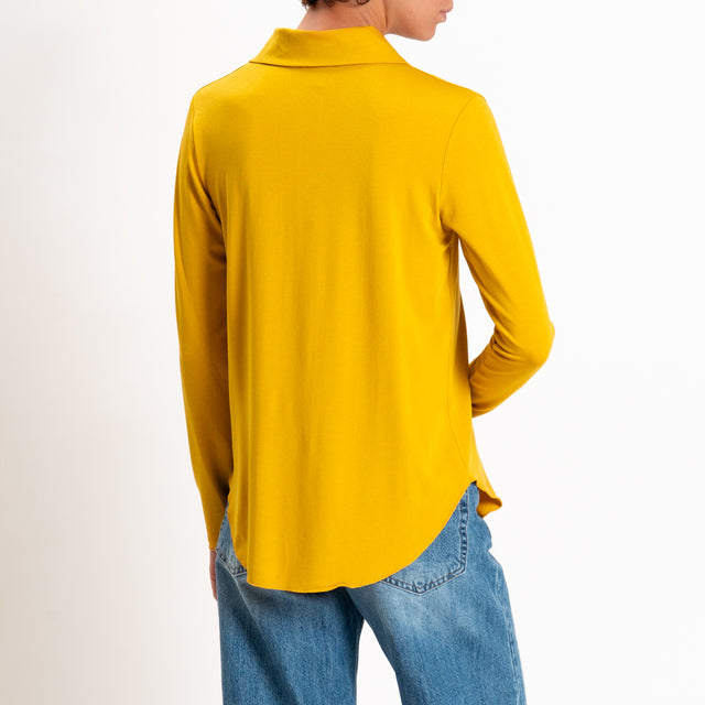 Zeroassoluto-Camicia CARLY in jersey elasticizzato - Senape