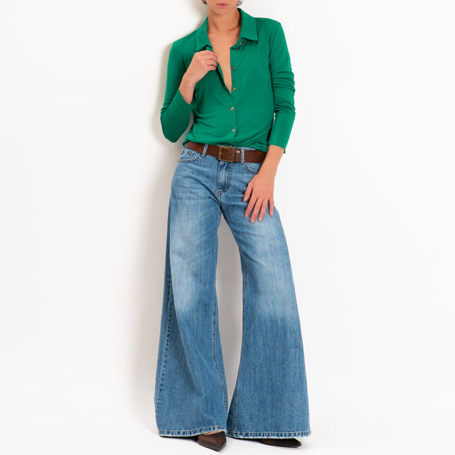 Zeroassoluto-Camicia CARLY in jersey elasticizzato - smeraldo