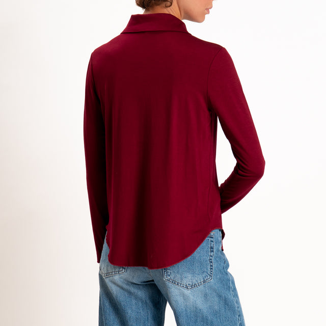 Zeroassoluto-Camicia CARLY in jersey elasticizzato - vino