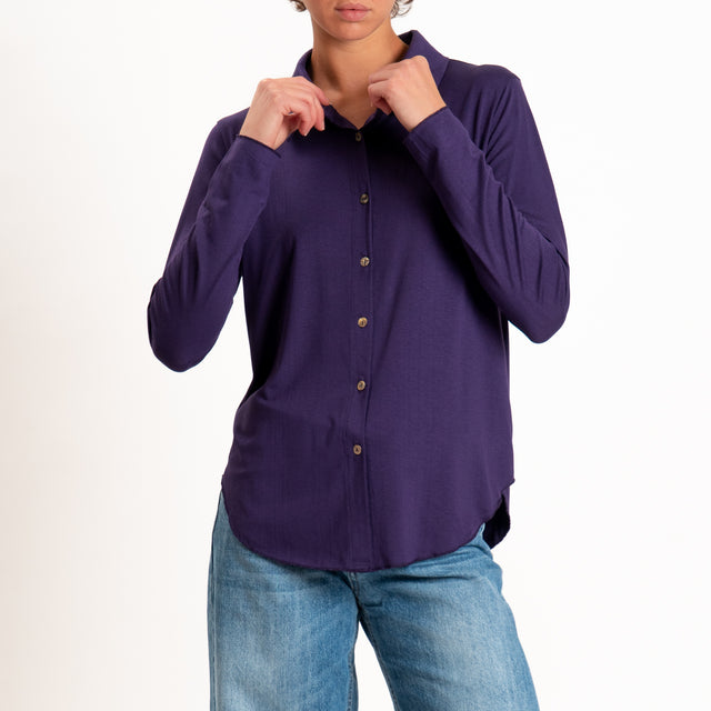 Zeroassoluto-Camicia CARLY in jersey elasticizzato - uva