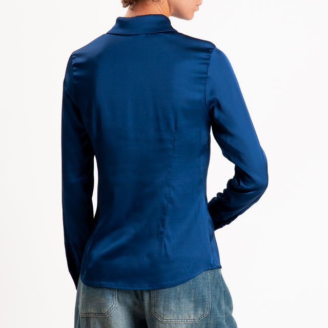 Zeroassoluto-Camicia CAROLA raso di viscosa super stretch - blu