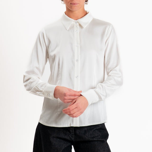 Zeroassoluto-Camicia CAROLA raso di viscosa super stretch - burro