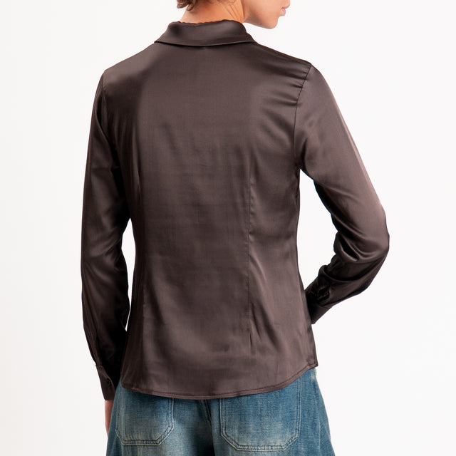 Zeroassoluto-Camicia CAROLA raso di viscosa super stretch - caffe'