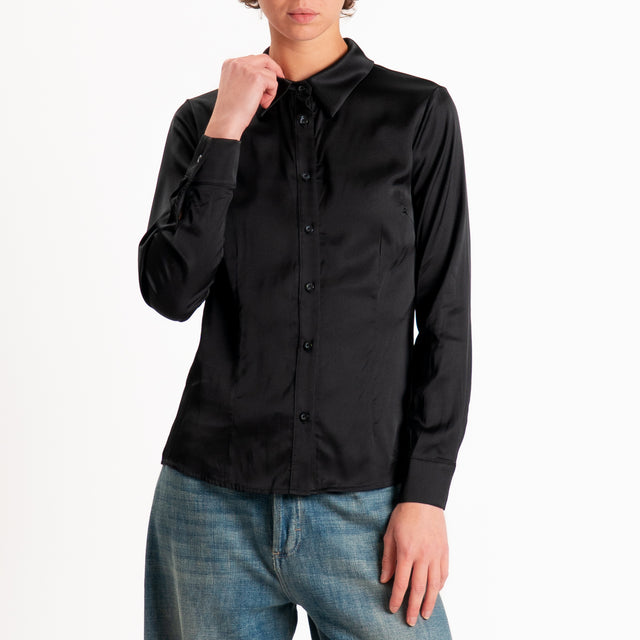 Zeroassoluto-Camicia CAROLA raso di viscosa super stretch - nero
