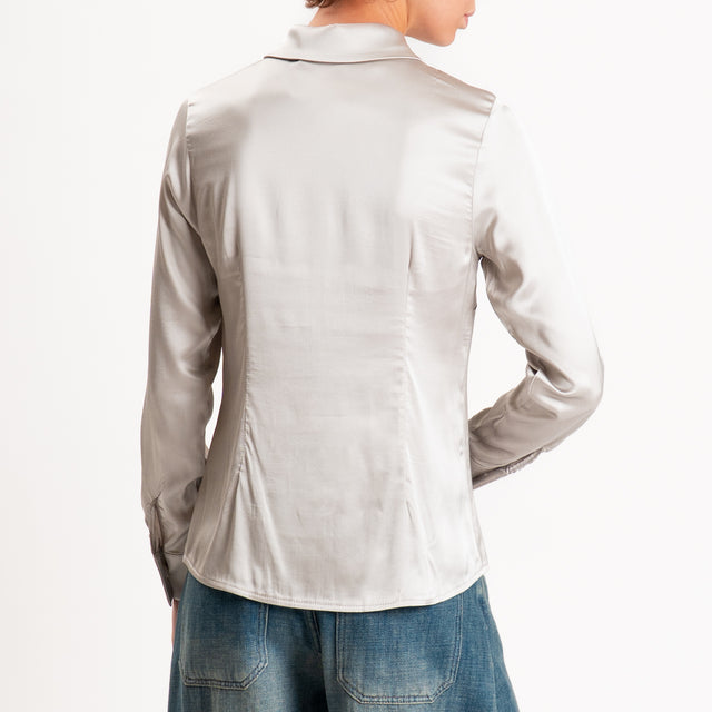 Zeroassoluto-Camicia CAROLA raso di viscosa super stretch- perla